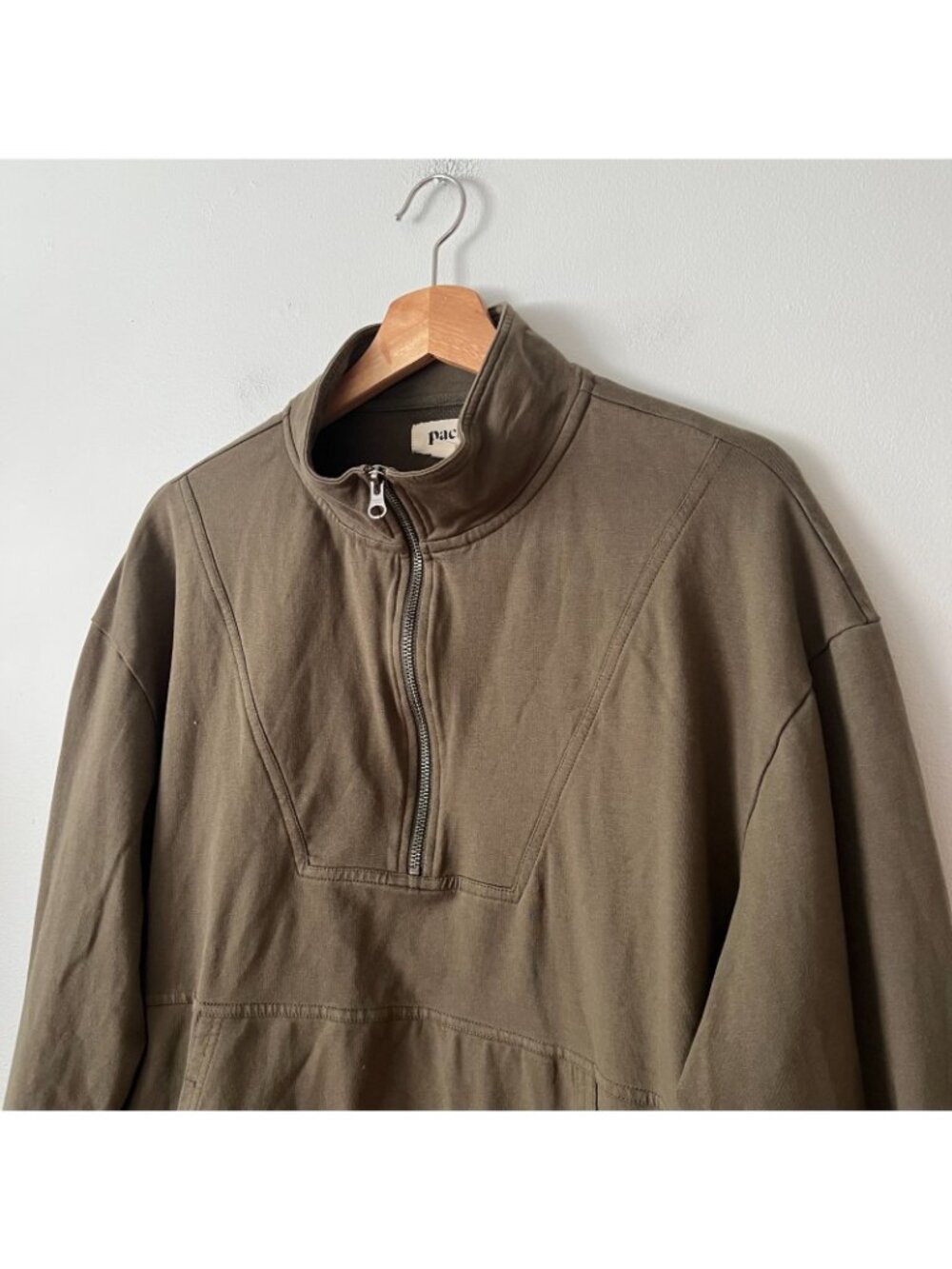 Pact Organic Cotton Studio Quarter Zip Pullover Sweatshirt Green Women's Size 2X - Picture 3 of 8